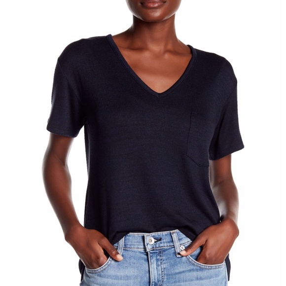 Rag & Bone/ Jeans V Neck Navy Blue Pocket T Shirt - Picture 1 of 6